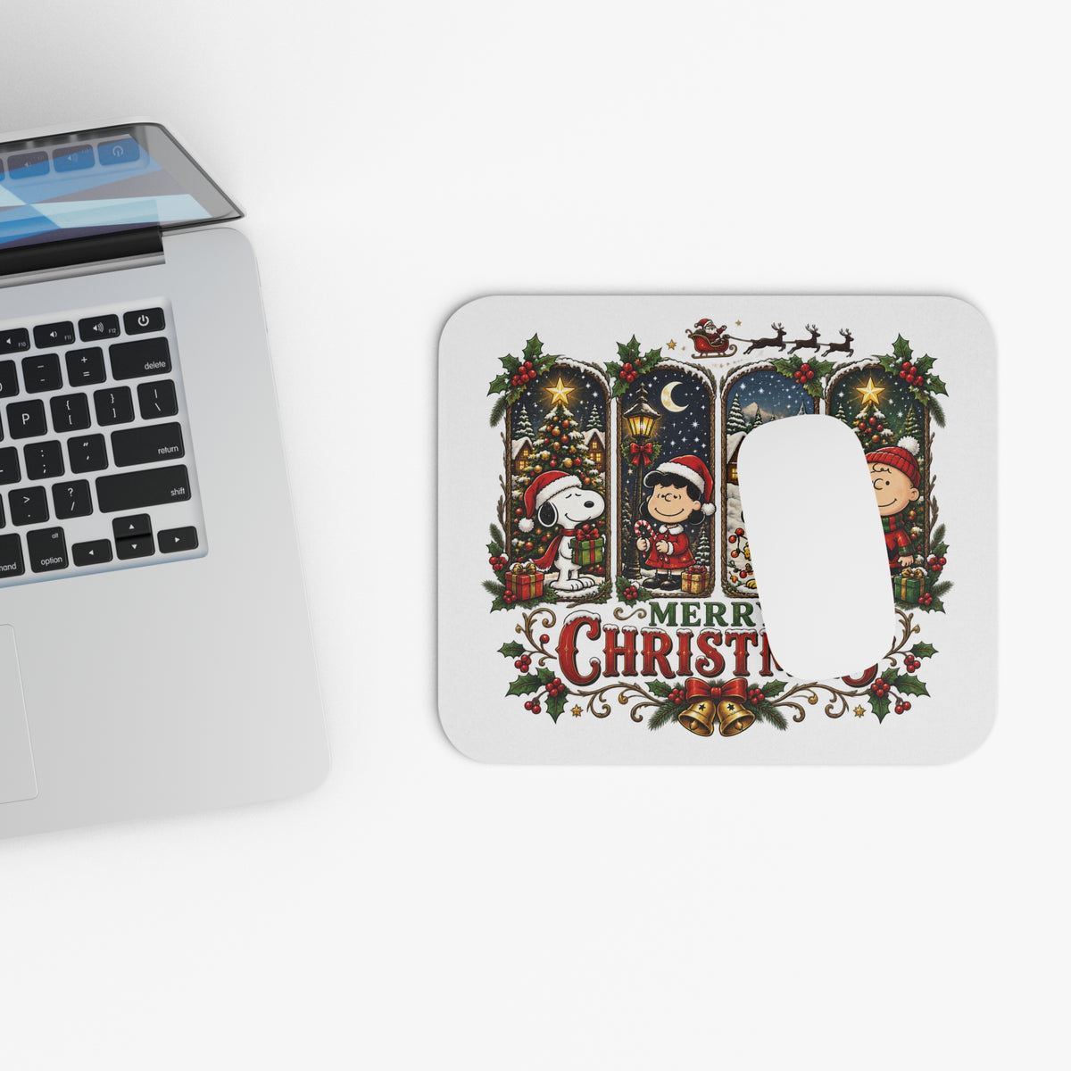 Peanuts "Merry Christmas" Mouse Pad — Festive Snoopy & Friends Desk Mat