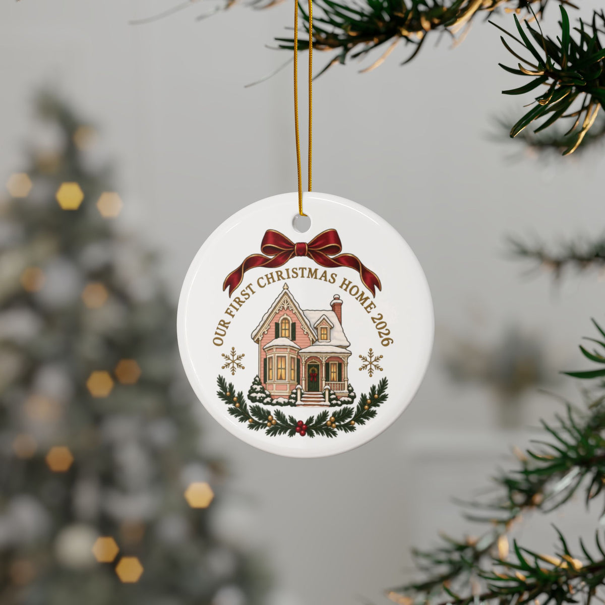 First Home Christmas Ornament — 'Our First Christmas Home 2026' Ceramic Holiday Ornament