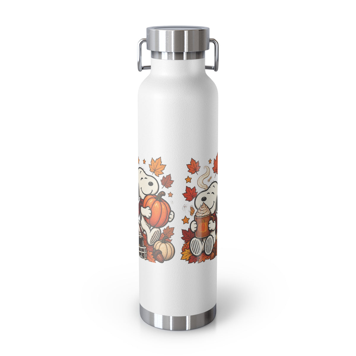 22oz Insulated Bottle — Cute Snoopy Fall Leaves Design, Copper Vacuum Thermal Flask