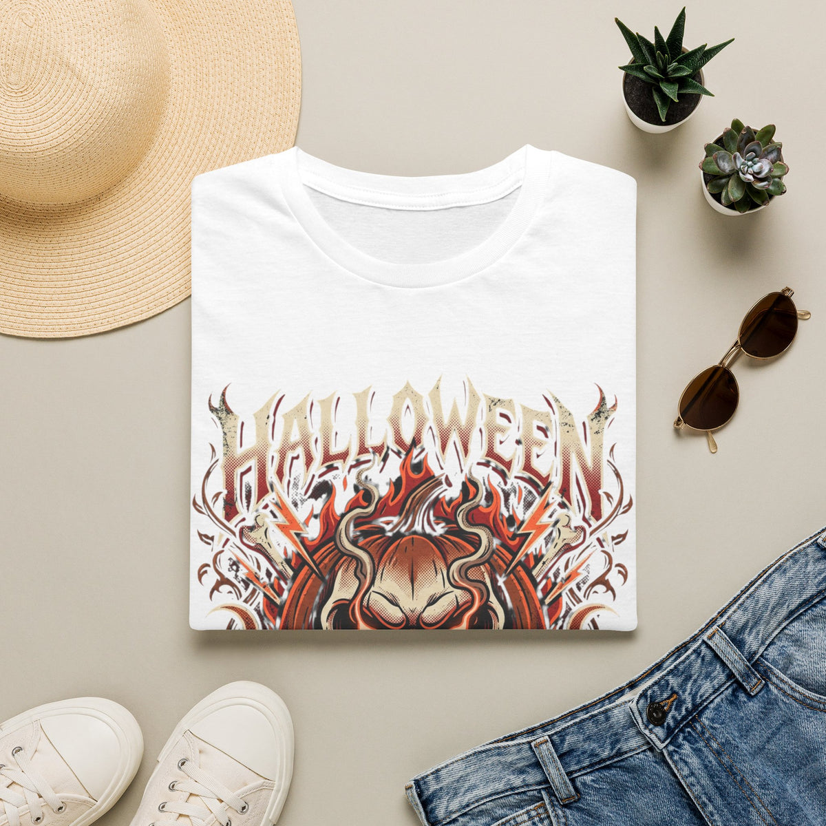 Halloween Skull T-Shirt — Fiery Horror Graphic Tee