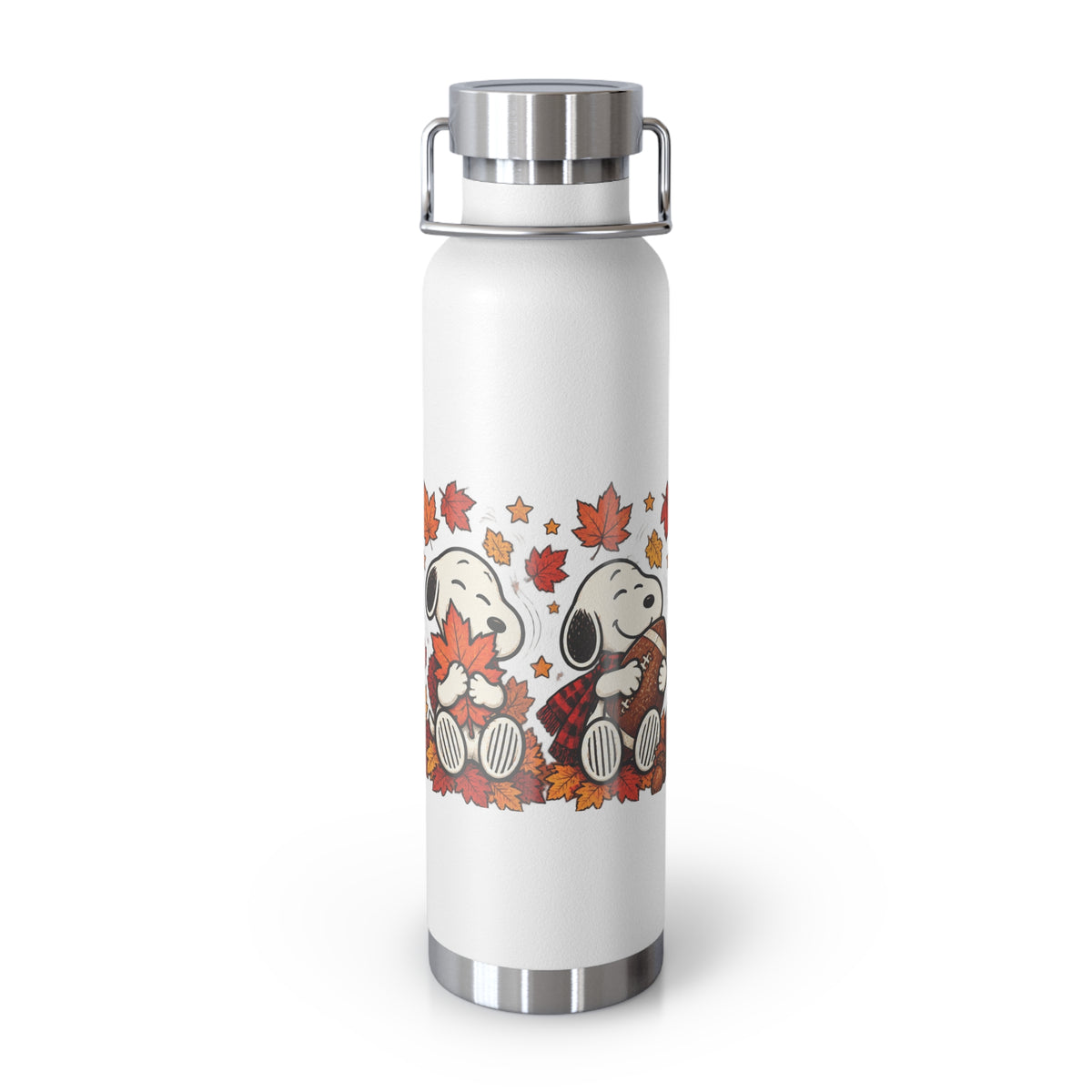 22oz Insulated Bottle — Cute Snoopy Fall Leaves Design, Copper Vacuum Thermal Flask
