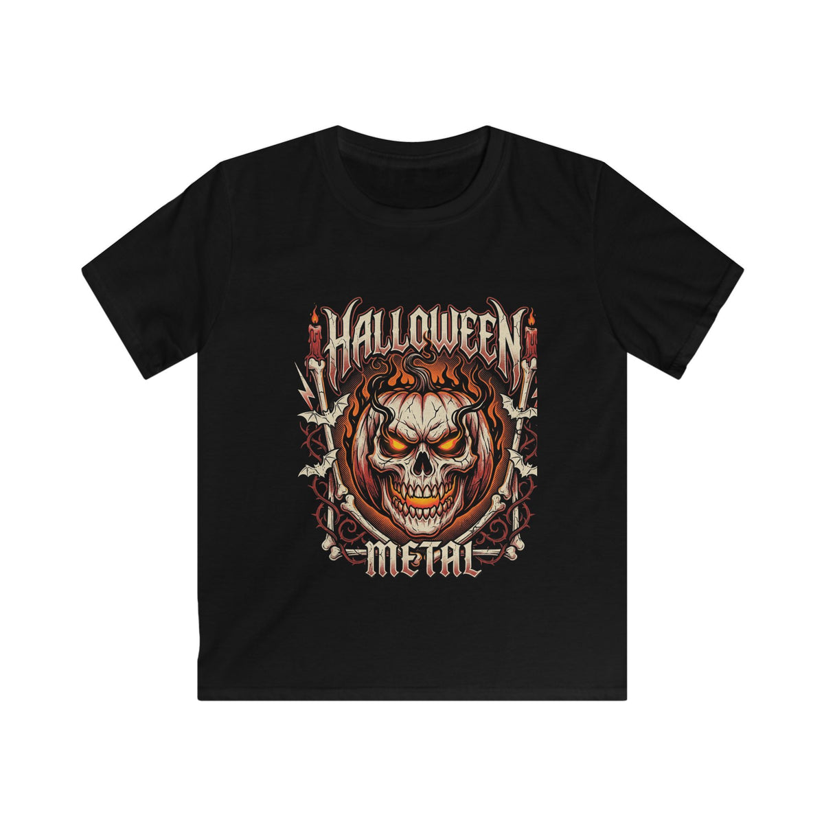 Kids Halloween Skull Pumpkin Tee — Spooky Graphic Kids T‑Shirt