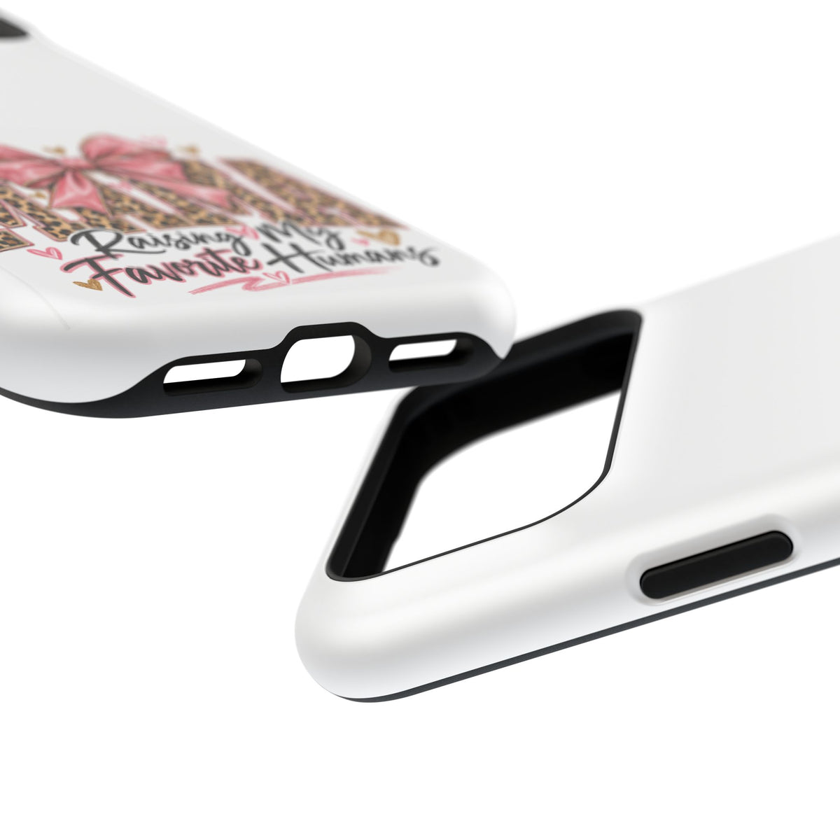 Phone Case - "Mama Raising My Favorite Humans" Leopard Print Bow Magnetic Impact-Resistant Case