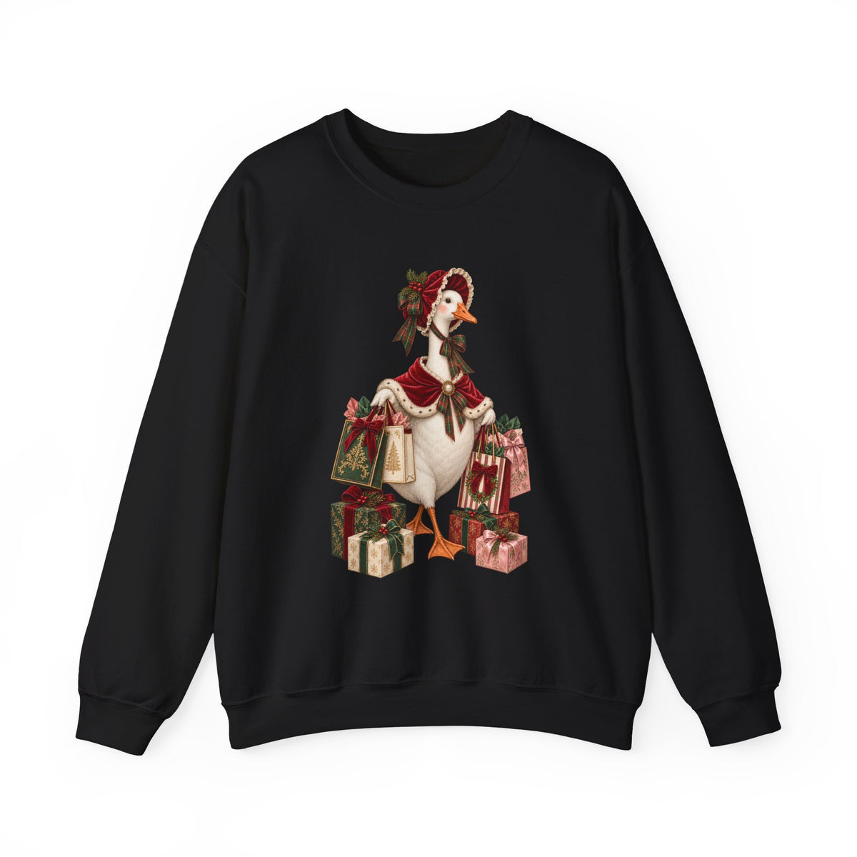 Holiday Goose Crewneck Sweatshirt — Festive Duck with Christmas Gifts