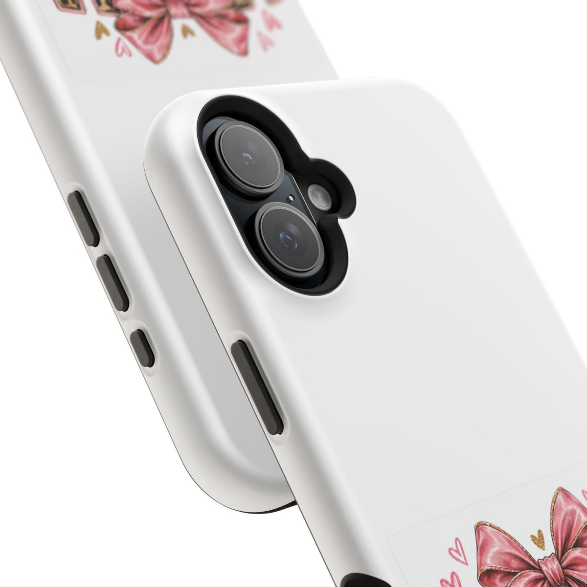 Phone Case - "Mama Raising My Favorite Humans" Leopard Print Bow Magnetic Impact-Resistant Case