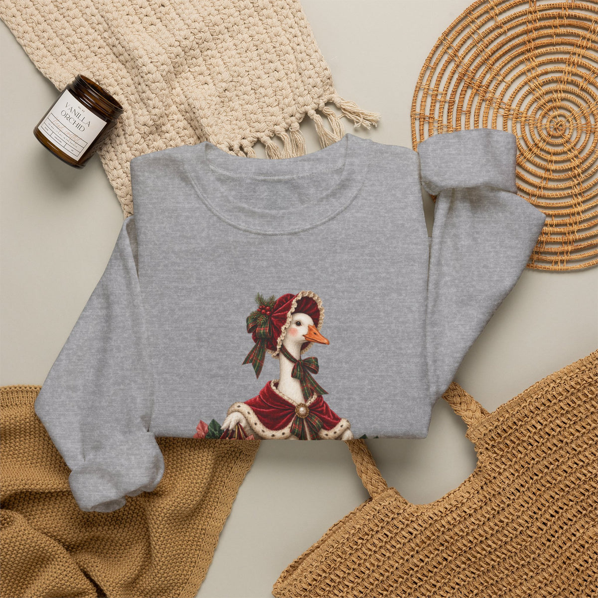 Holiday Goose Crewneck Sweatshirt — Festive Duck with Christmas Gifts
