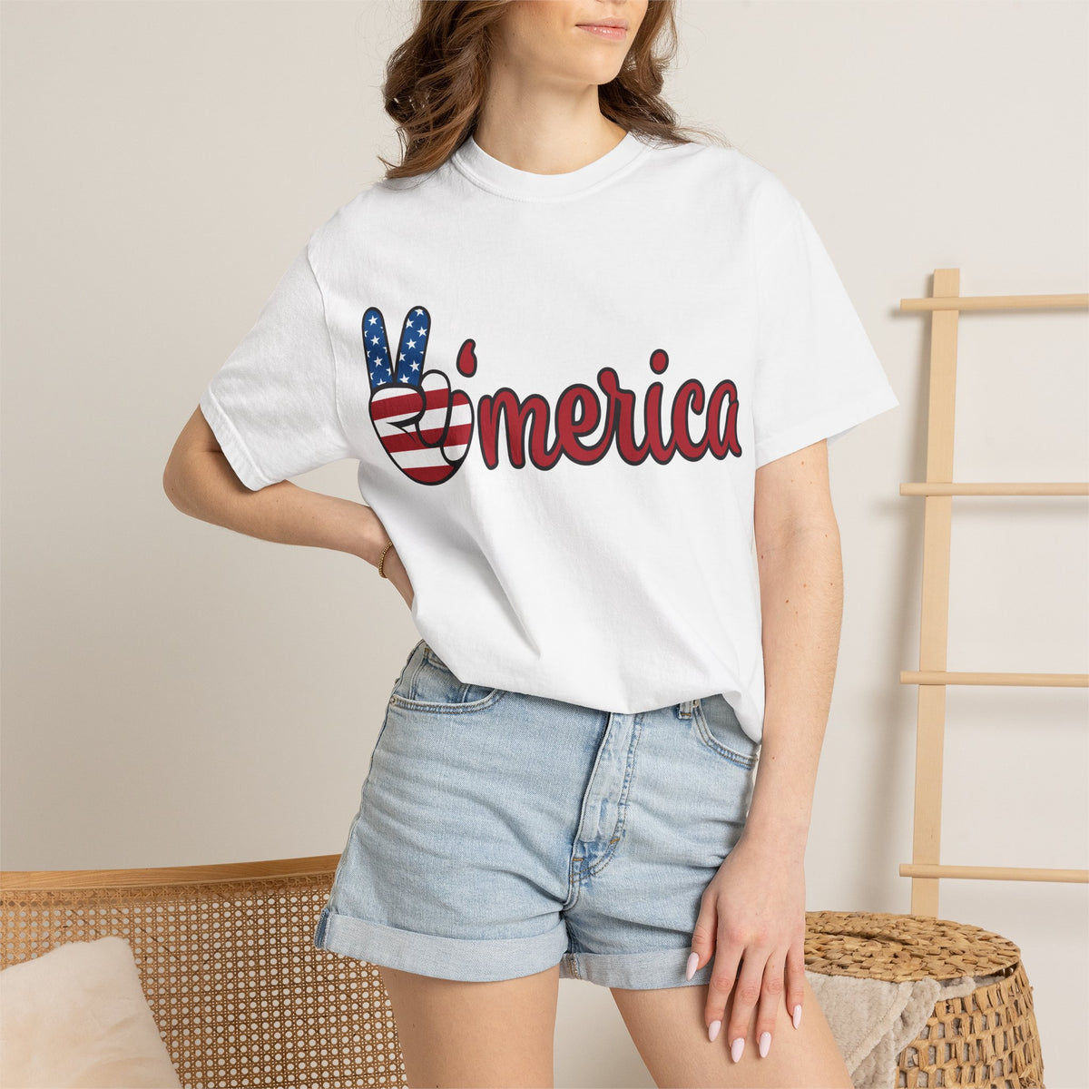 Merica Peace Sign T-Shirt – Patriotic American Flag Graphic Tee for 4th of July