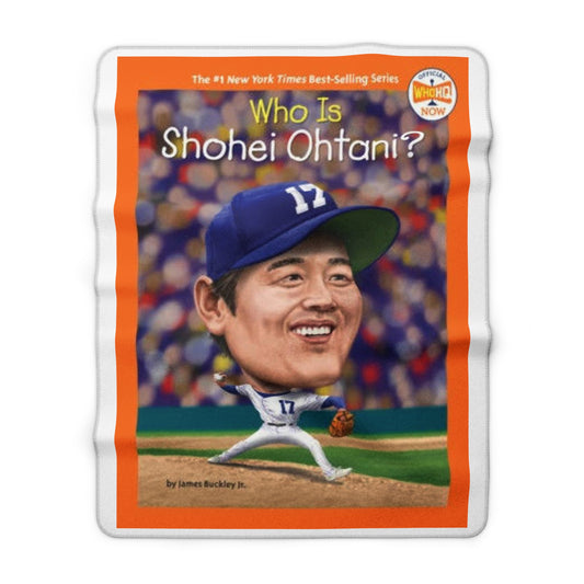 Shohei Ohtani Sherpa Blanket — 'Who Is Shohei Ohtani?' Book Cover Design