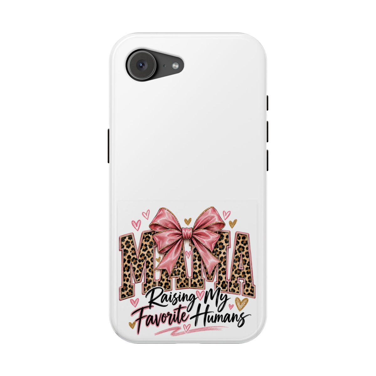 Phone Case - "Mama Raising My Favorite Humans" Leopard Print Bow Magnetic Impact-Resistant Case