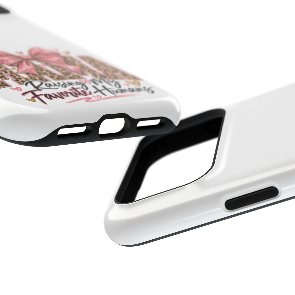 Phone Case - "Mama Raising My Favorite Humans" Leopard Print Bow Magnetic Impact-Resistant Case