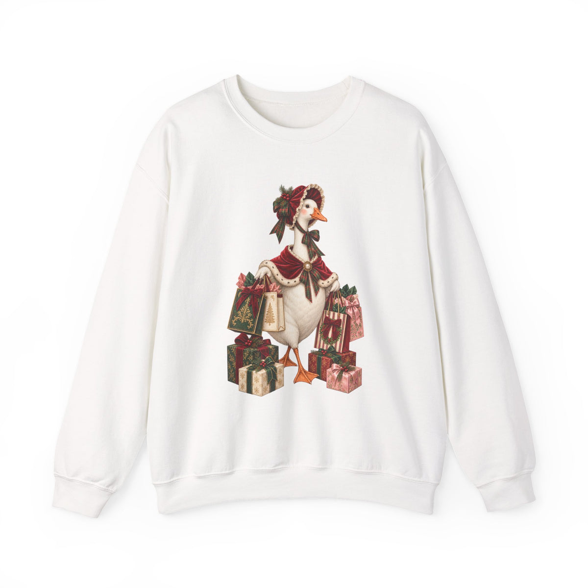 Holiday Goose Crewneck Sweatshirt — Festive Duck with Christmas Gifts