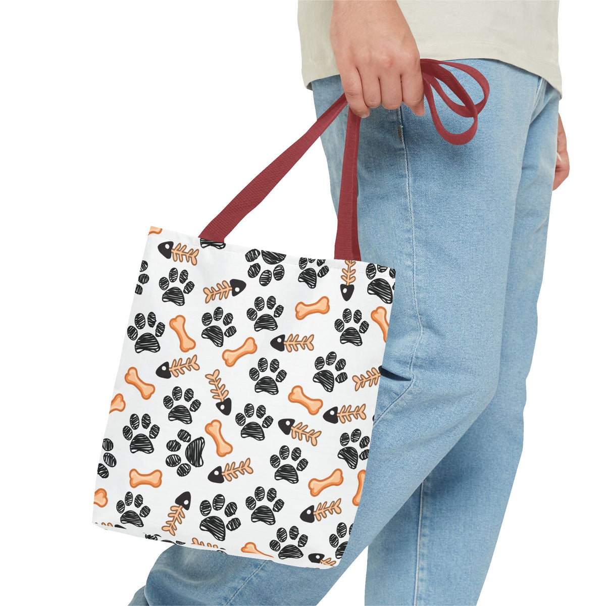Dog Paw & Bone Pattern Tote Bag — Cute Pet Lover Reusable Shopper