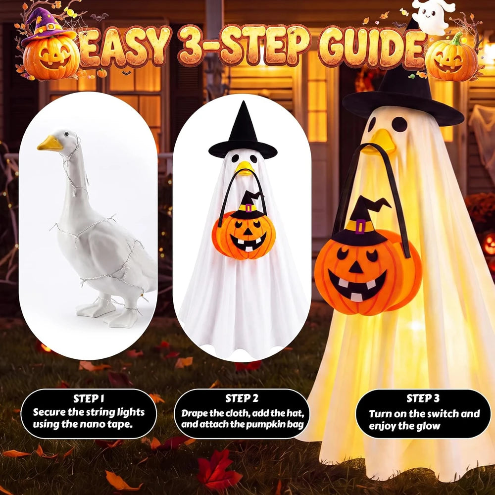 Hodola Halloween Lighted Porch Goose Outfit