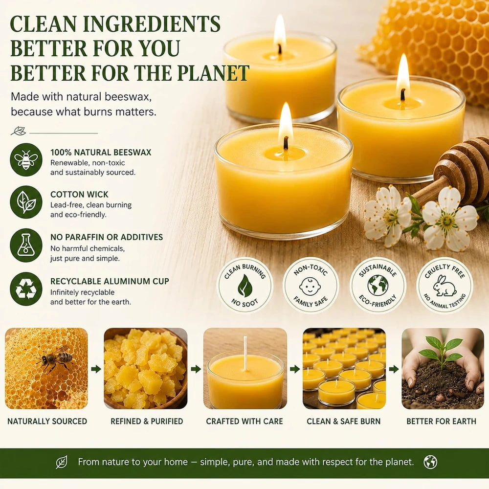 Pure Beeswax Tea Light Candles