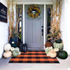 Orange and Black Plaid Porch Rug