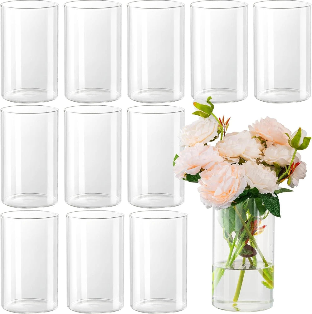 Clear Glass Cylinder Vase Set