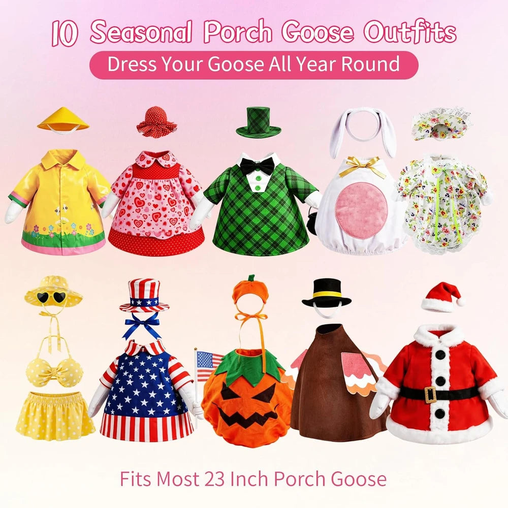 All Season Porch Goose Outfit Bundle