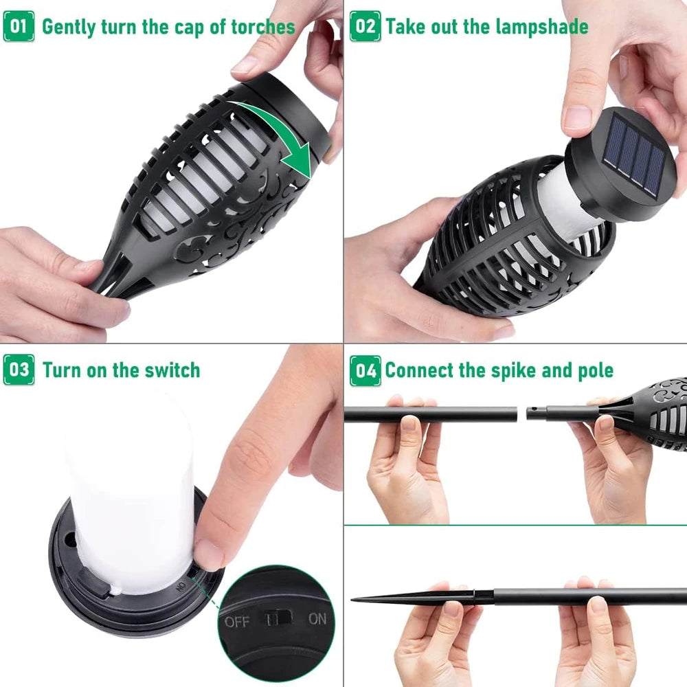 Solar Torch Light with Flickering Flame