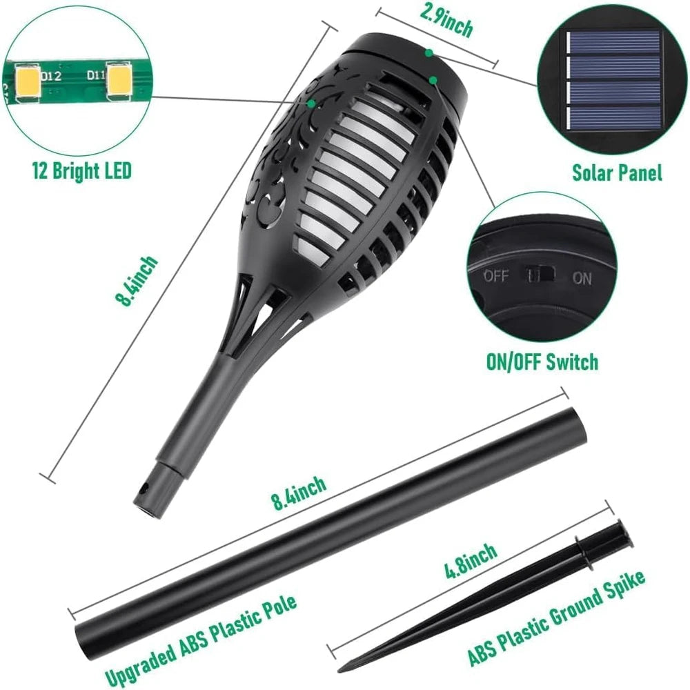 Solar Torch Light with Flickering Flame