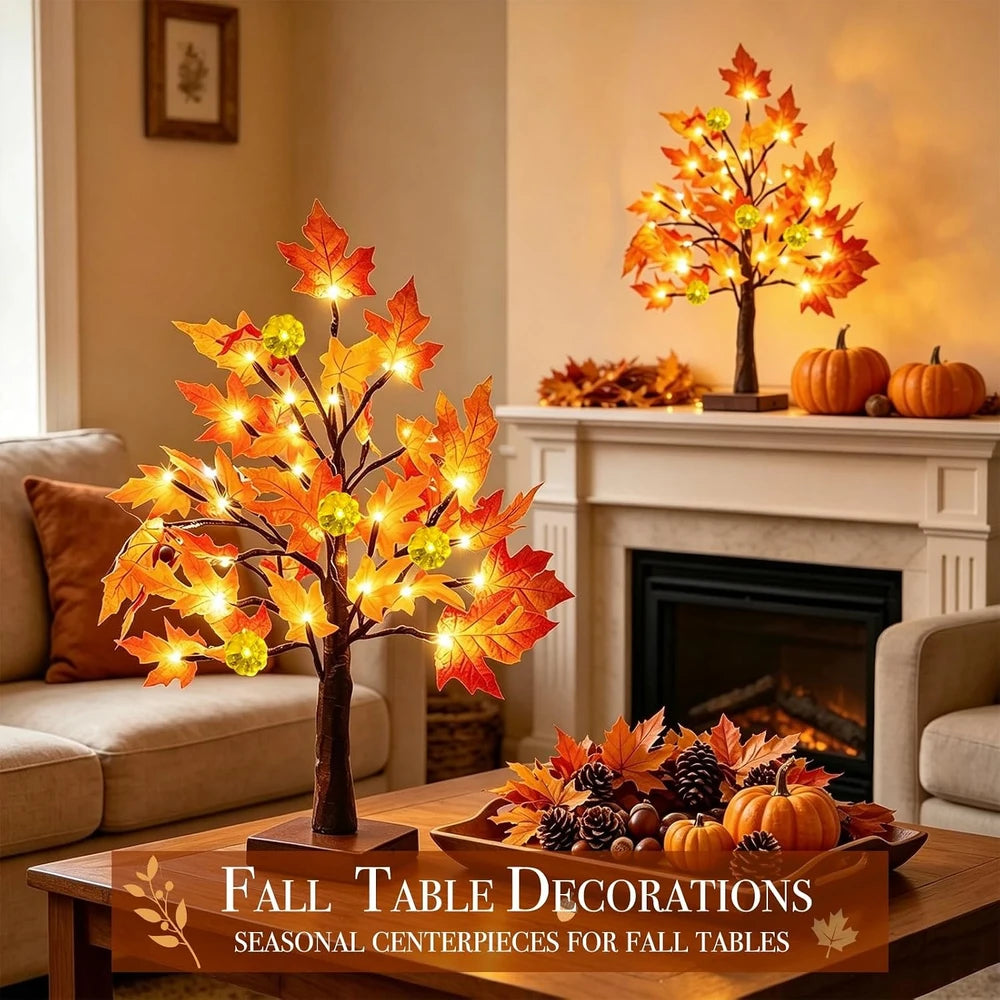 Prelit Fall Maple Tree Set