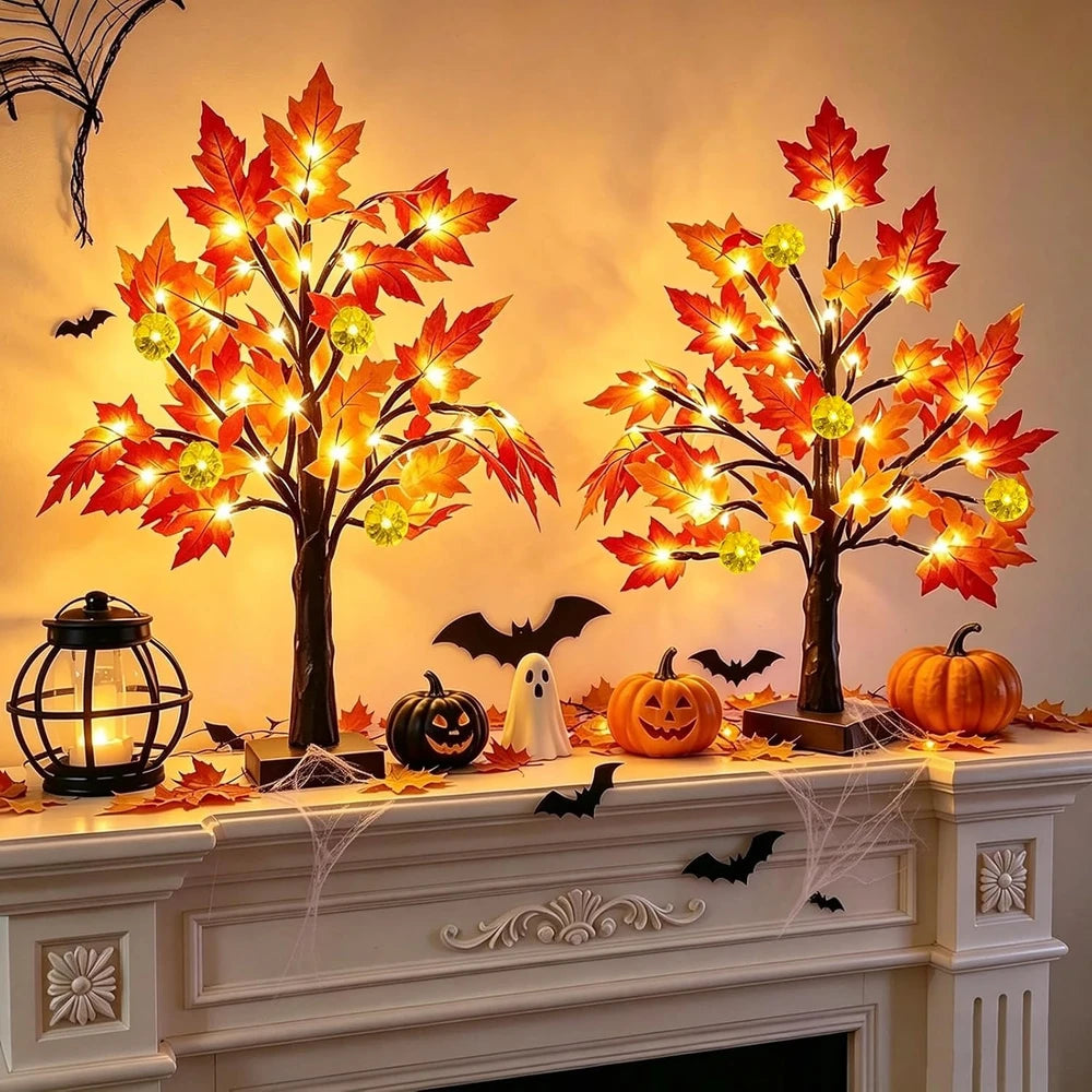 Prelit Fall Maple Tree Set