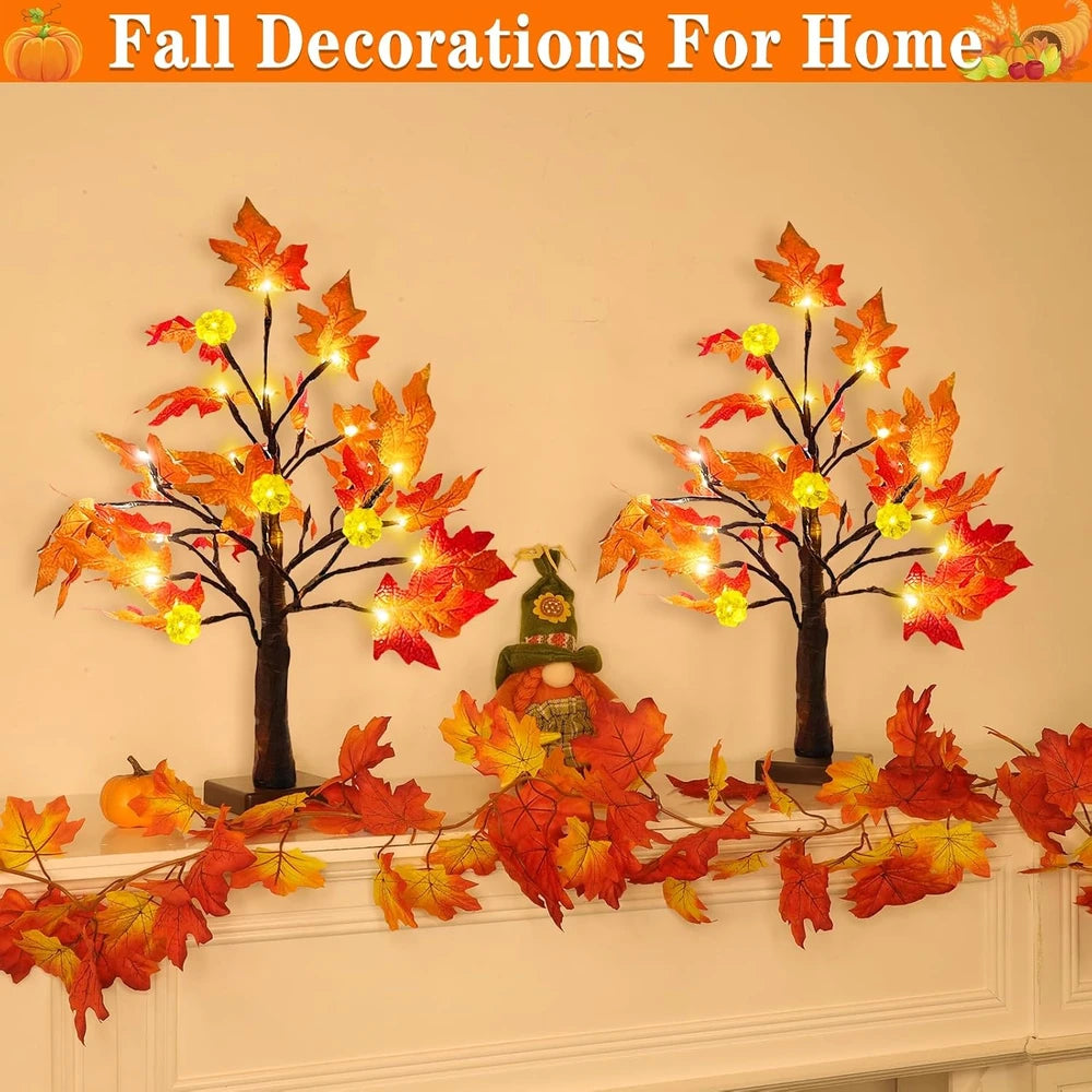 Prelit Fall Maple Tree Set