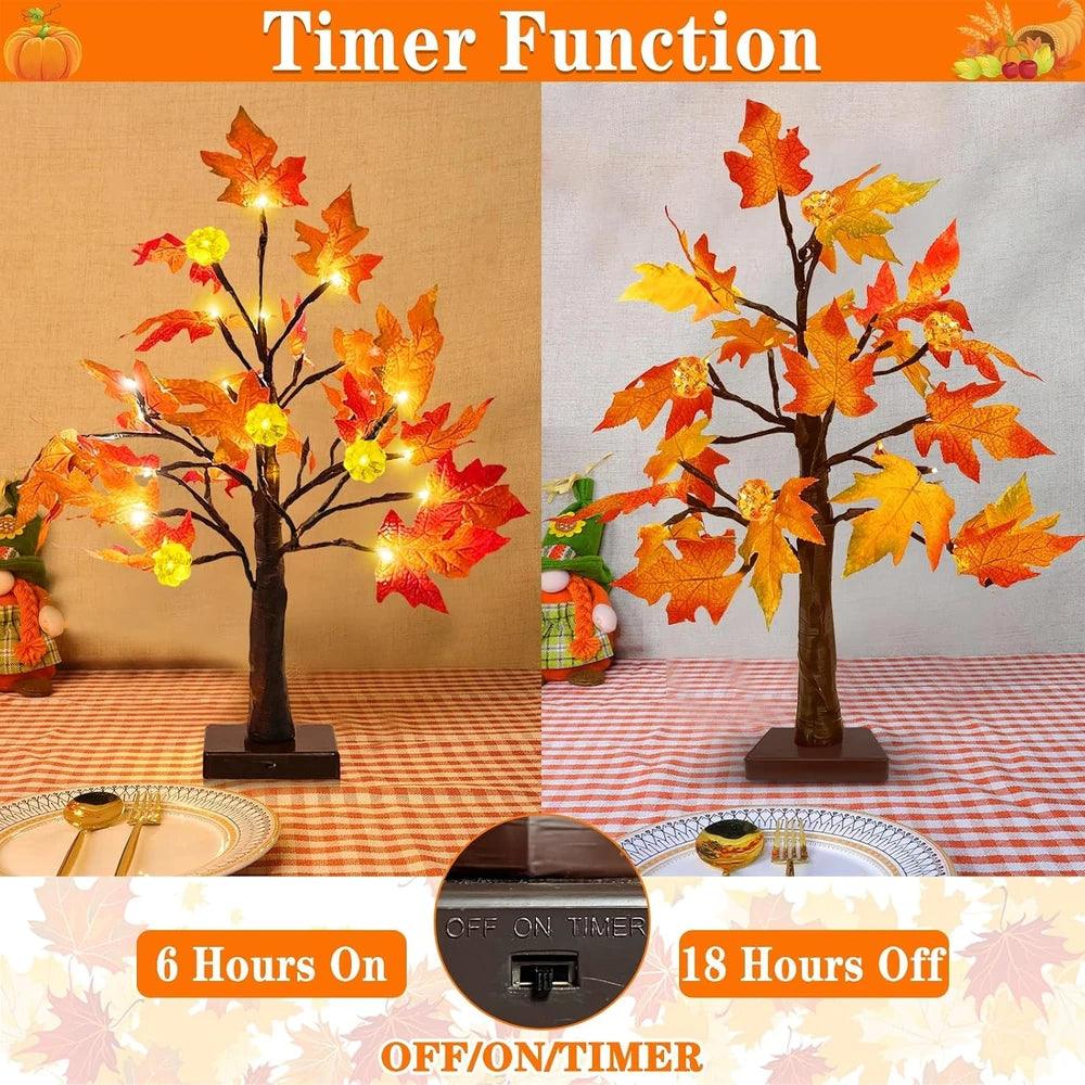 Prelit Fall Maple Tree Set