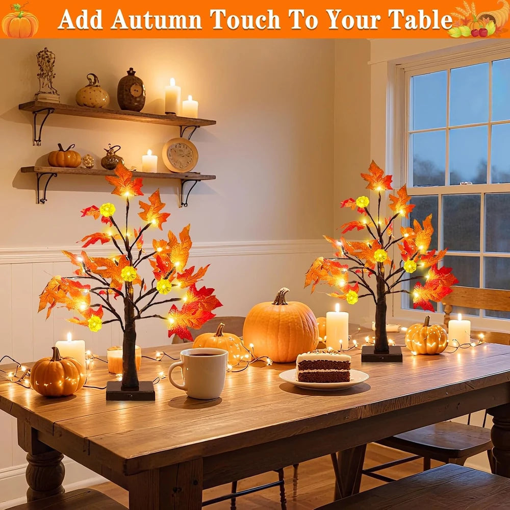 Prelit Fall Maple Tree Set