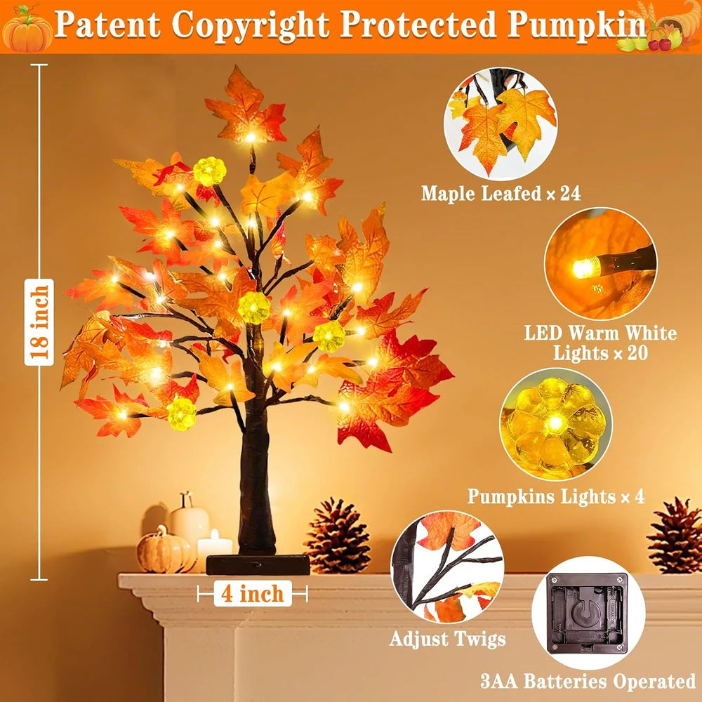 Prelit Fall Maple Tree Set