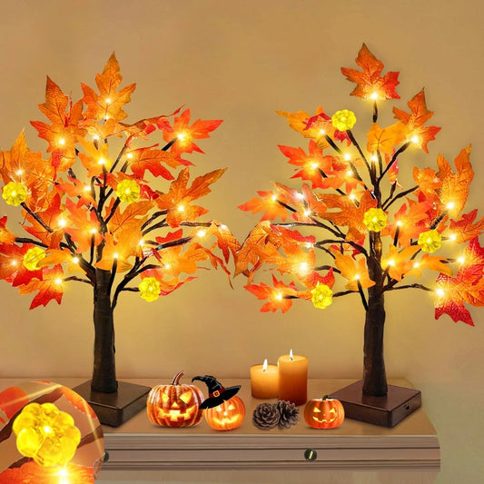 Prelit Fall Maple Tree Set
