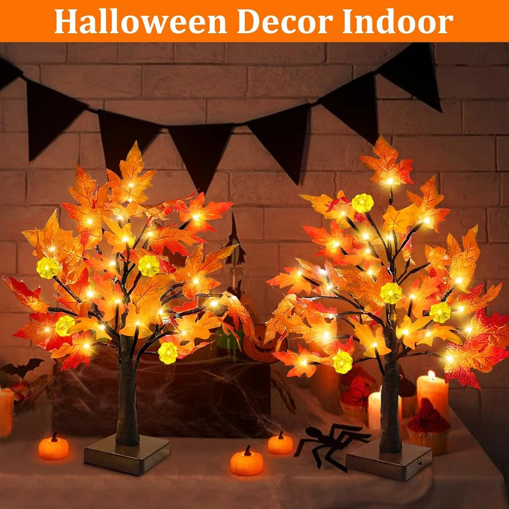Prelit Fall Maple Tree Set