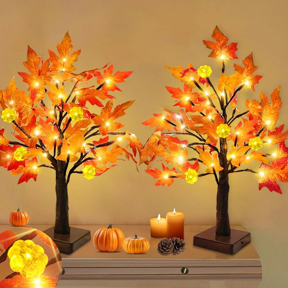 Prelit Fall Maple Tree Set