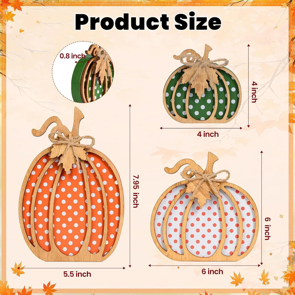Rustic Wooden Pumpkin Set