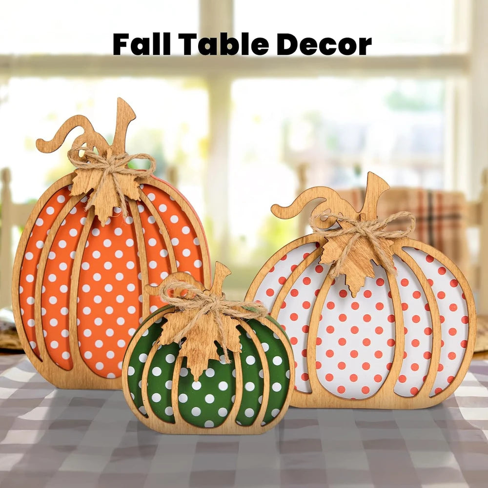 Rustic Wooden Pumpkin Set