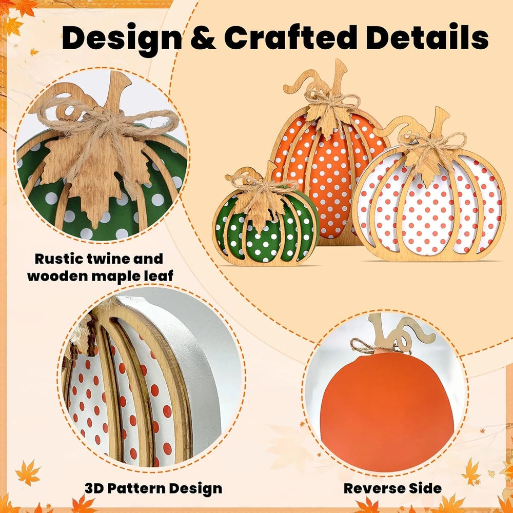 Rustic Wooden Pumpkin Set