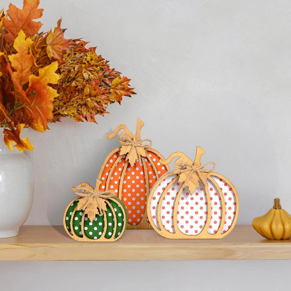 Rustic Wooden Pumpkin Set