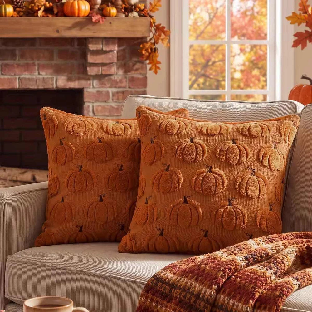 Embroidered Pumpkin Fall Throw Pillow Covers