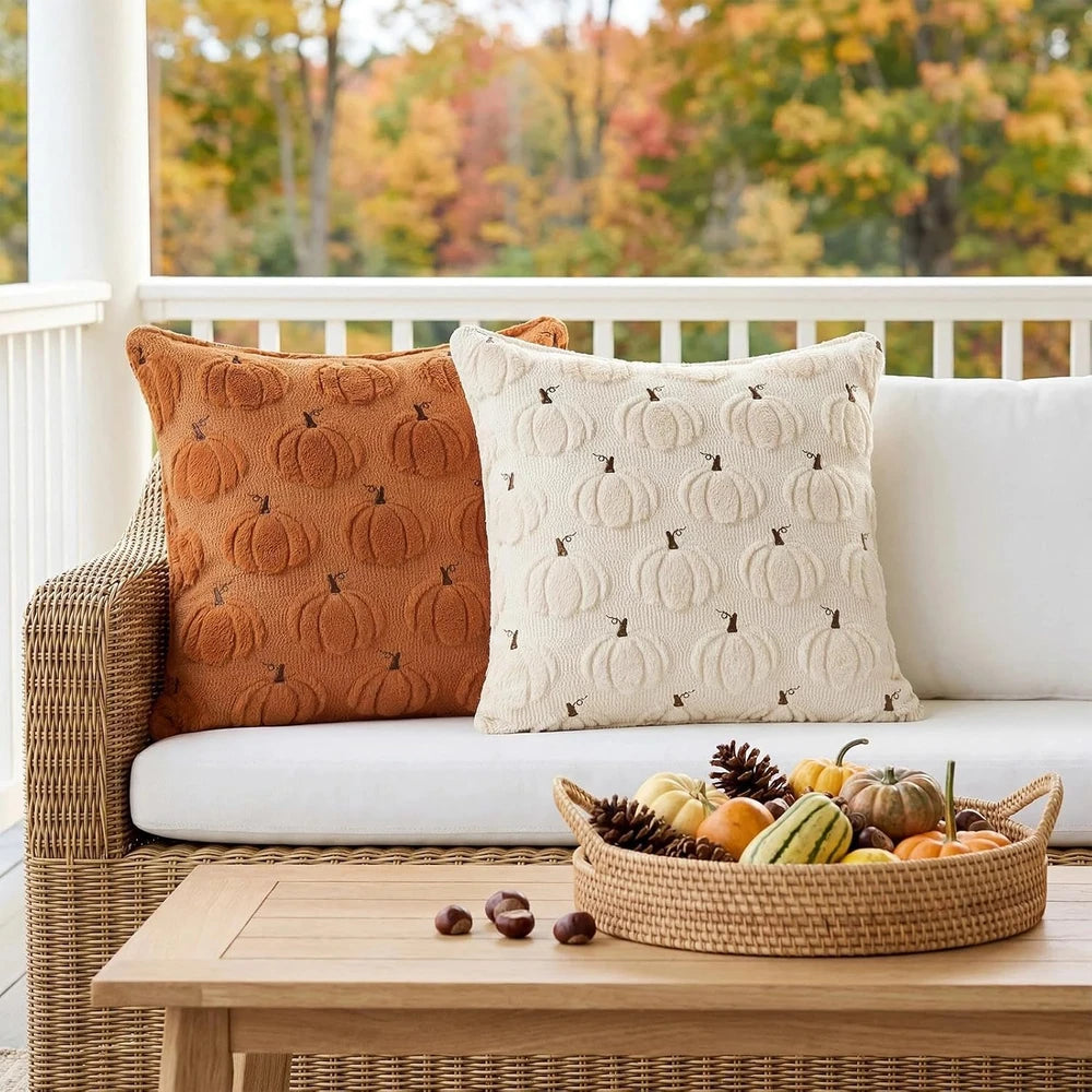 Embroidered Pumpkin Fall Throw Pillow Covers
