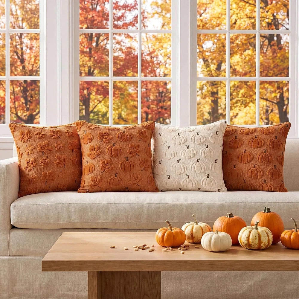 Embroidered Pumpkin Fall Throw Pillow Covers