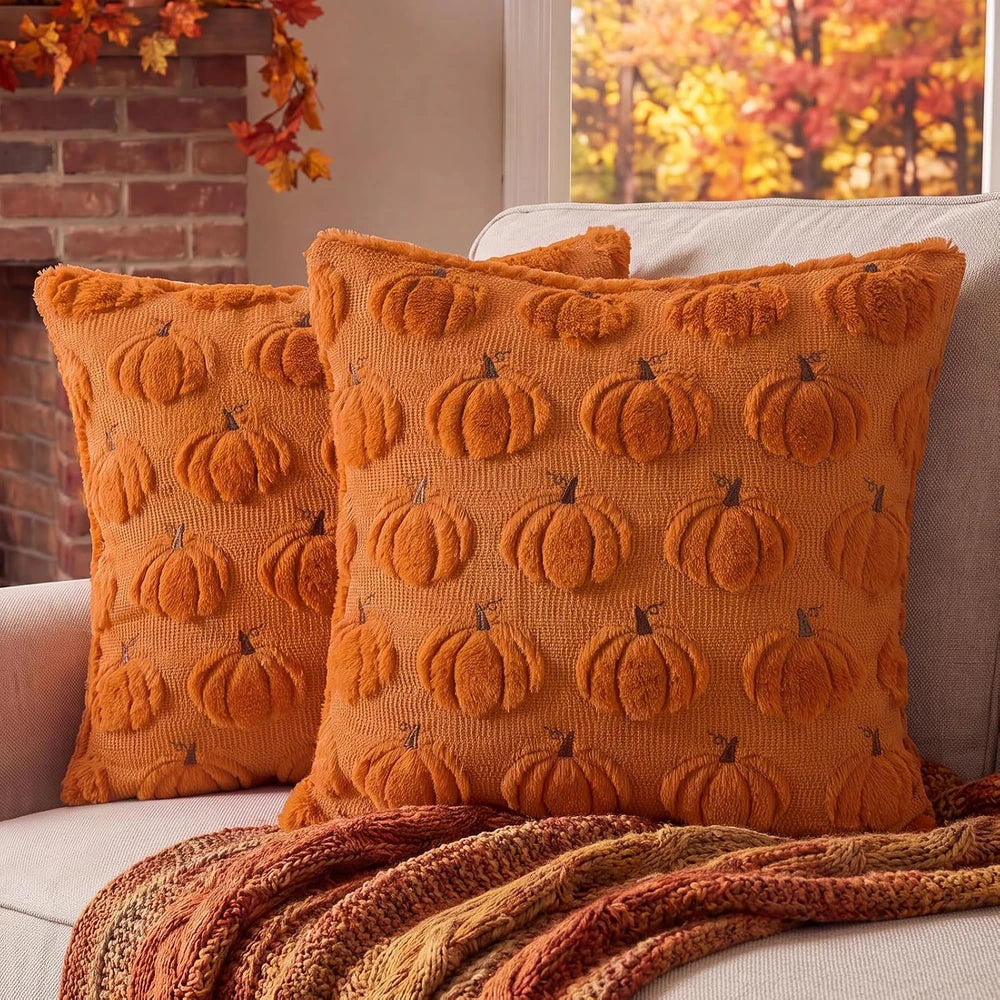 Embroidered Pumpkin Fall Throw Pillow Covers
