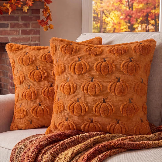 Embroidered Pumpkin Fall Throw Pillow Covers