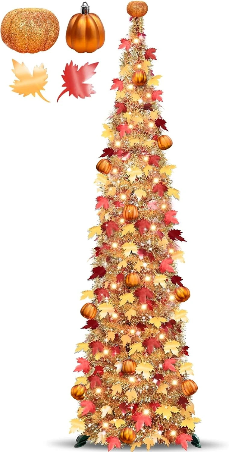 Light Up Fall Tinsel Tree
