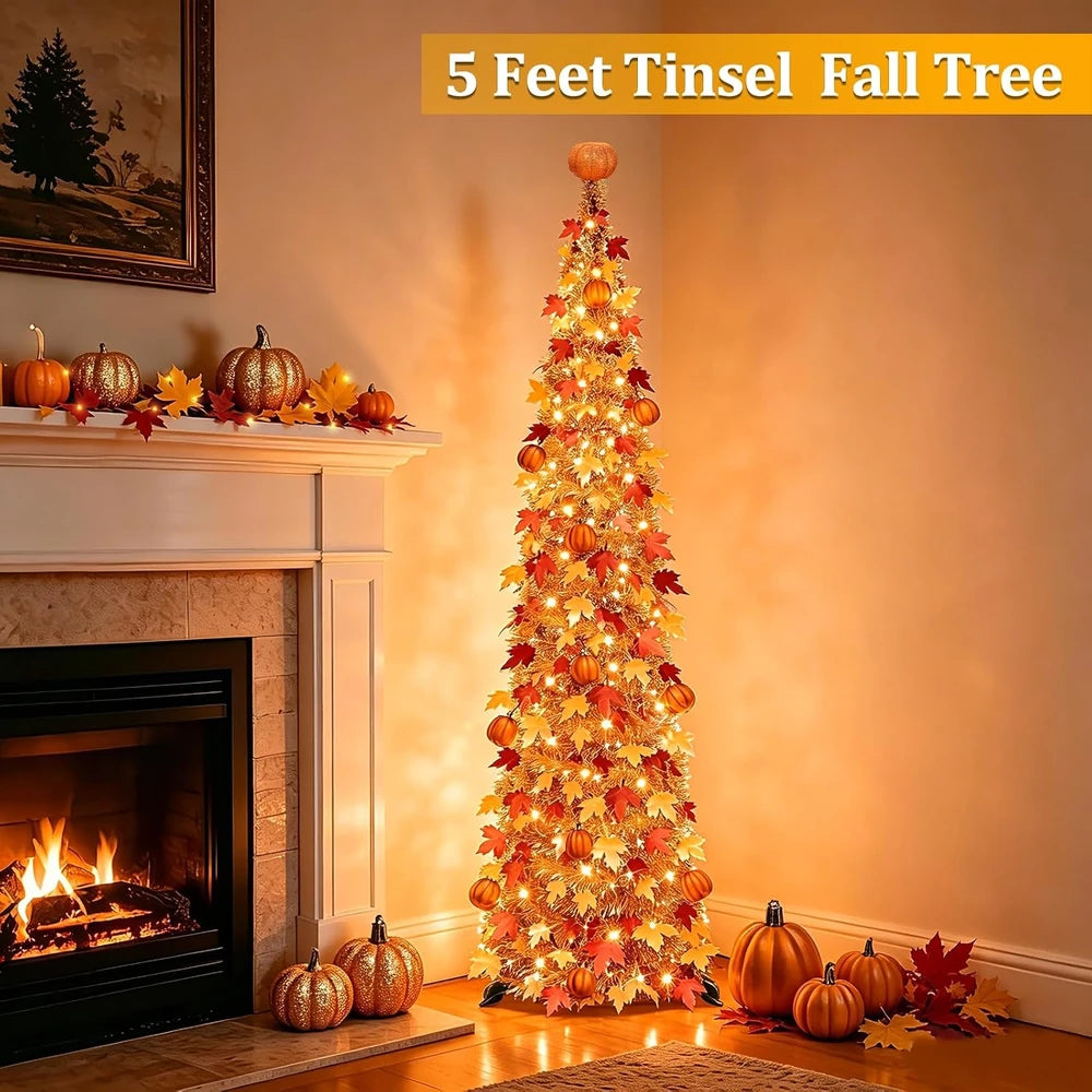 Light Up Fall Tinsel Tree