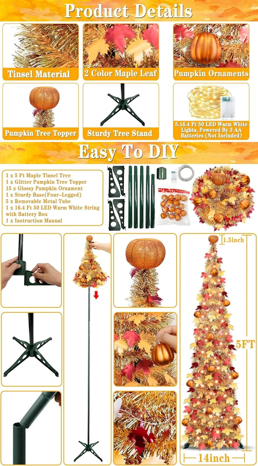Light Up Fall Tinsel Tree