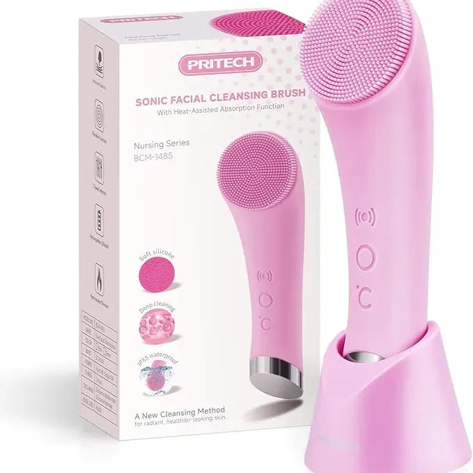 Pink Heated Vibrating Facial Cleansing Brush
