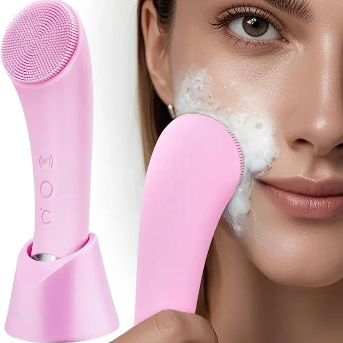 Pink Heated Vibrating Facial Cleansing Brush