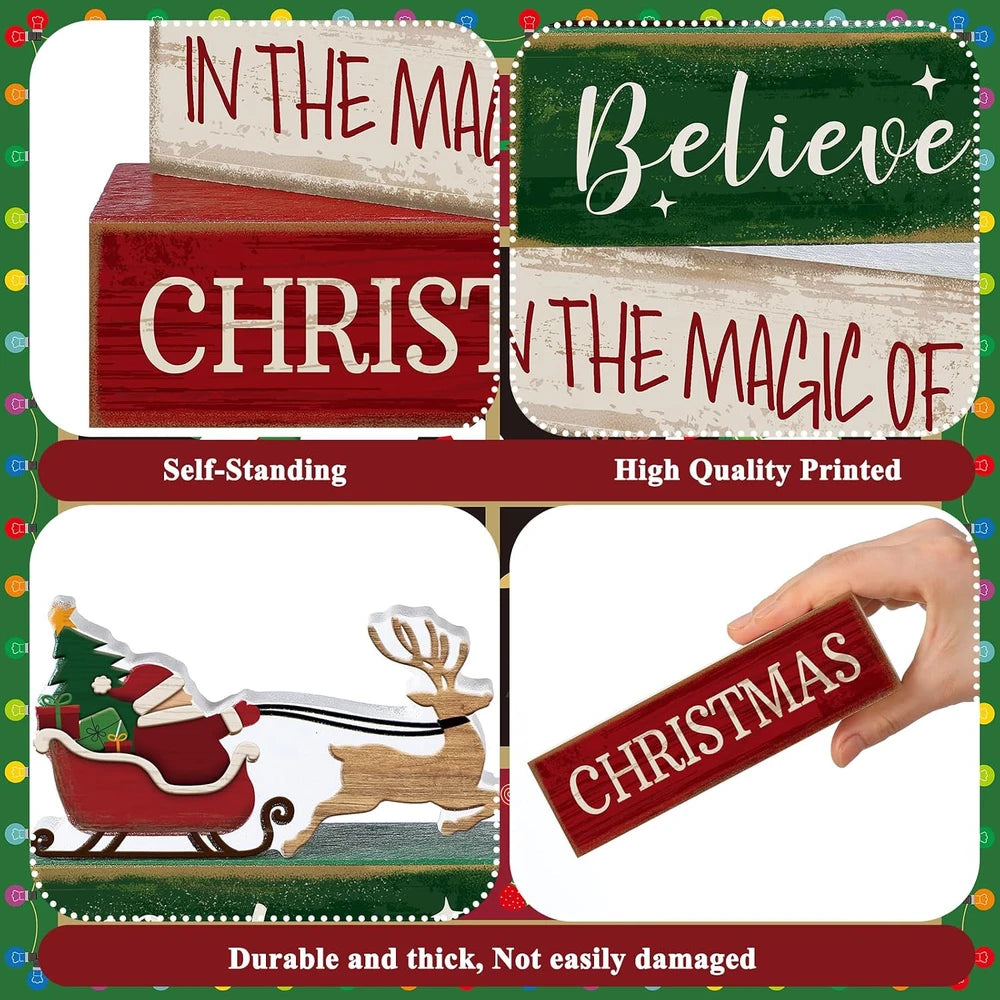 Wooden Santa Tiered Tray Decor Set