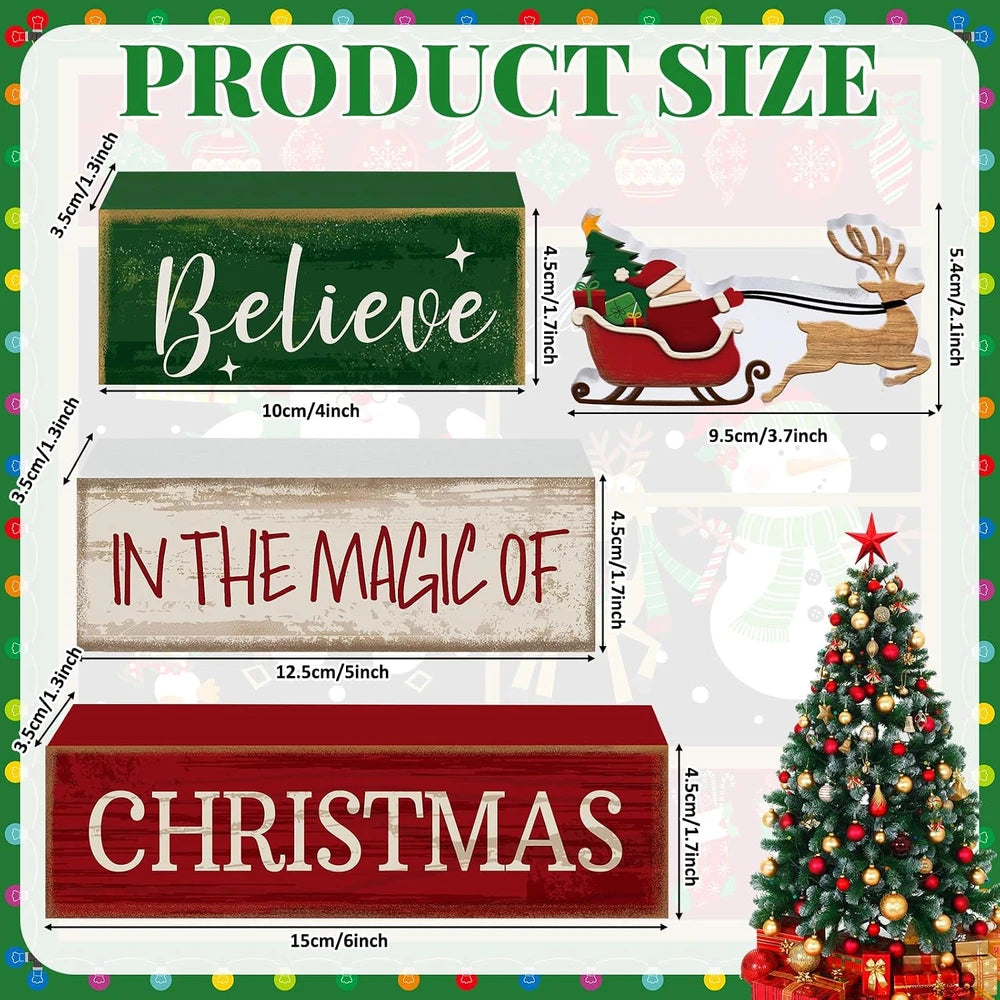Wooden Santa Tiered Tray Decor Set