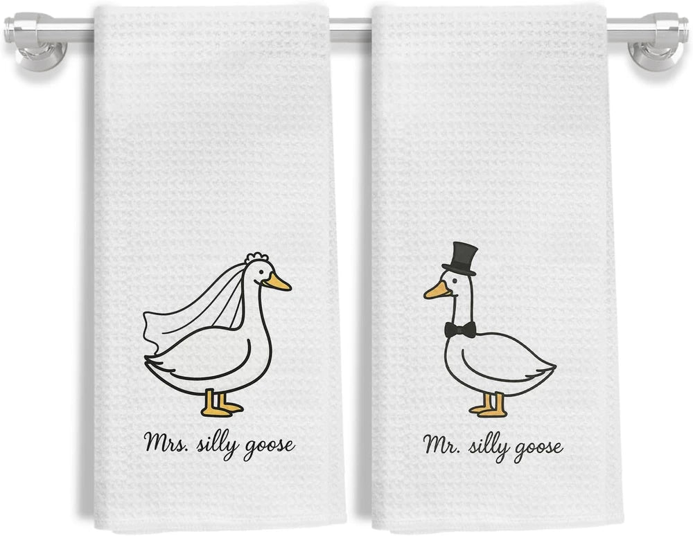 Funny Goose Wedding Kitchen Towel Set