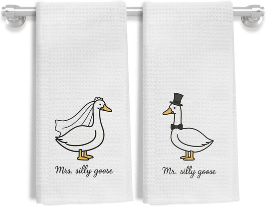 Funny Goose Wedding Kitchen Towel Set